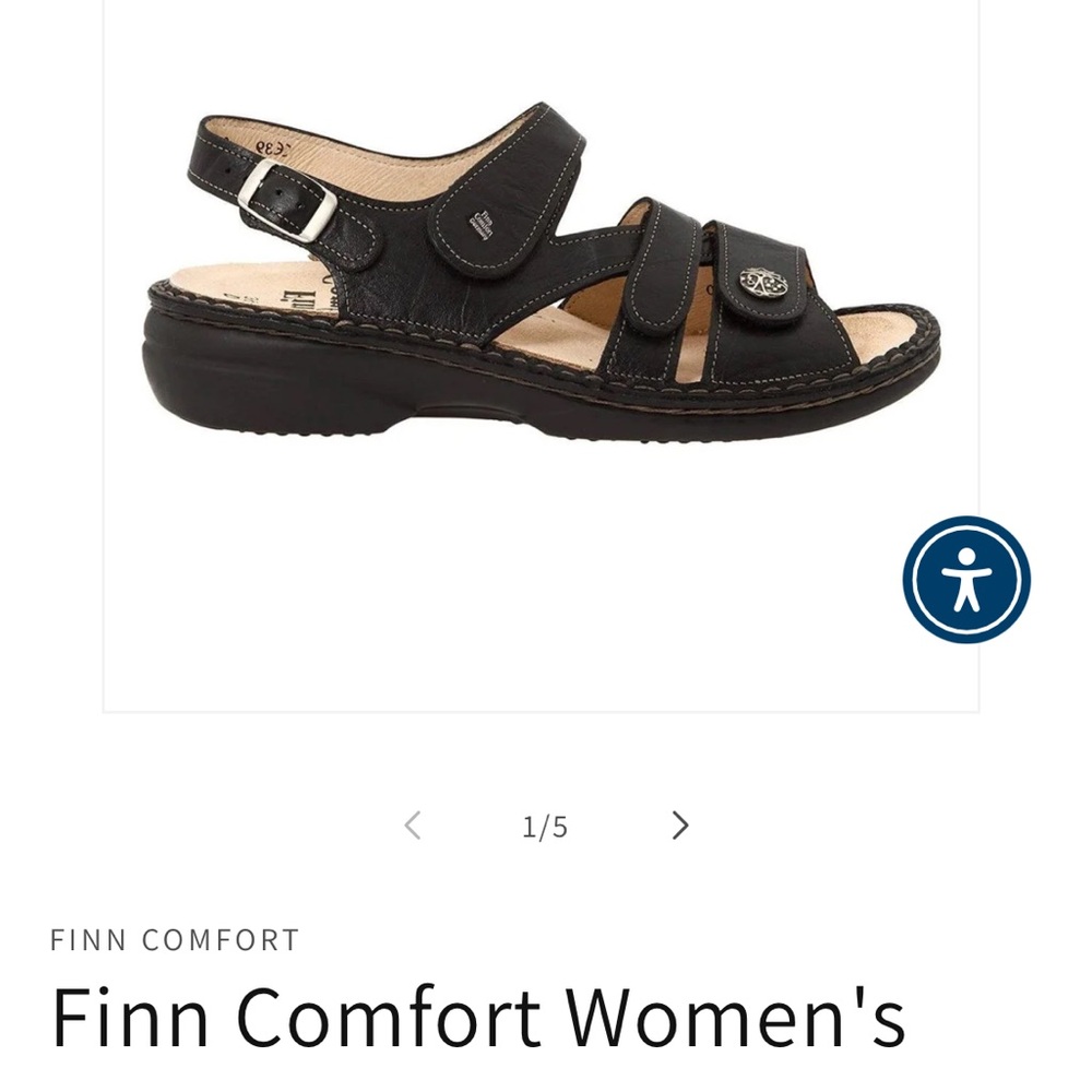 Finn Comfort Women's Black Sandals. Size 9.5 Wide (US)